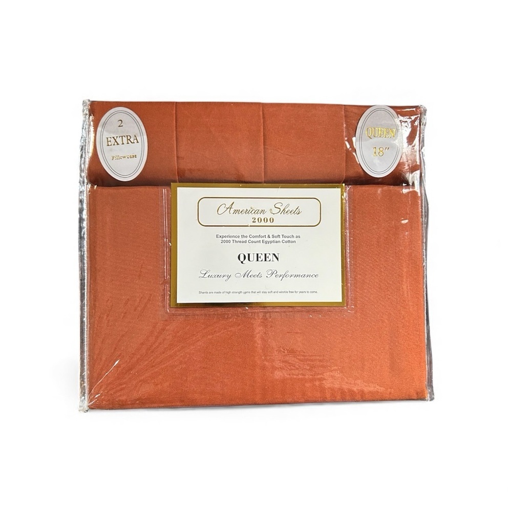 American Sheets 2000 Egyptian Cotton Queen Set in rustic orange new